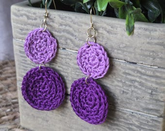 Crochet Two-Tone Dangle Earrings