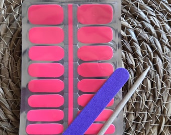 Solid Bright Pink Nail Polish Wraps