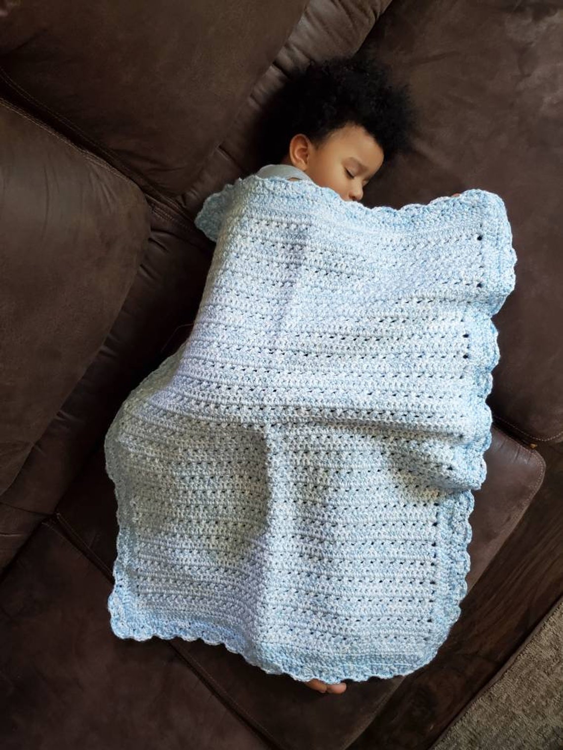 Twins Crochet baby blanket pink/blue white baby crochet Etsy