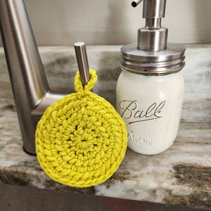 Kitchen Pot Scrubber, Scrubber, Crochet Scouring Pad,Heavy Duty Scubber, Nylon Scrubbie, Dish Scrubbie, Yellow Scrubber, Dish Sponge