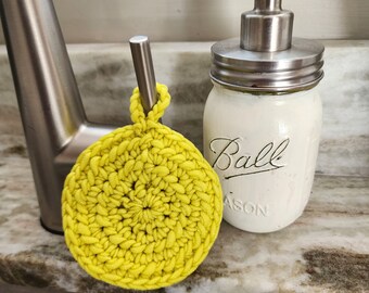 Kitchen Pot Scrubber, Scrubber, Crochet Scouring Pad,Heavy Duty Scubber, Nylon Scrubbie, Dish Scrubbie, Yellow Scrubber, Dish Sponge