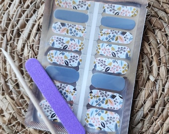 Floral and Tan Nail Polish Wraps