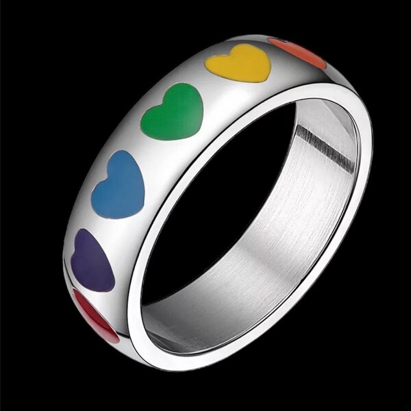 Heart Ring, Love Ring, Women’s Ring, Trendy Ring, Stainless Steel, Happy Ring, Fashion Ring, Women’s Ring, Enamel Ring