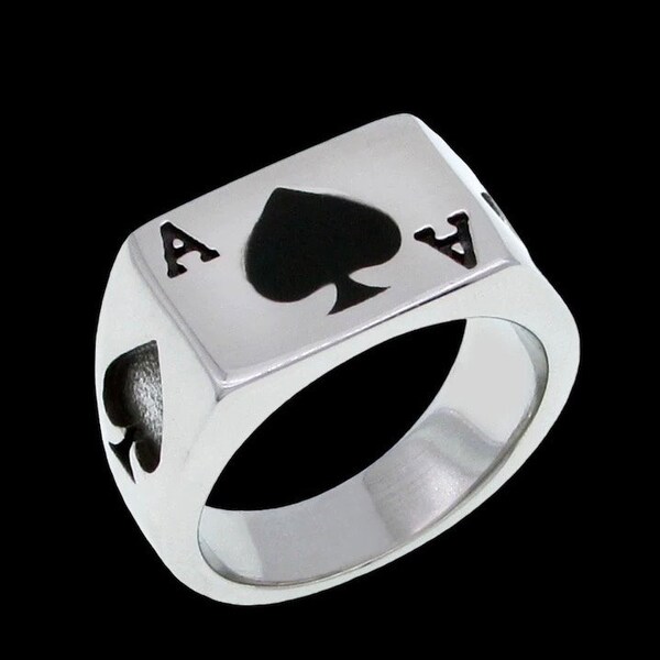 Ace of Spades Ring, Poker Ring, Playing Card Ring, Men’s Ring, Stainless Steel, Streetwear Ring, Signet Ring, Streetwear Jewelry, Fashion