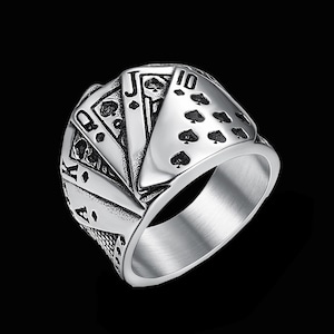 Poker Ring, Playing Card Ring, Gamble Ring, Men’s Ring, Stainless Steel, Streetwear Ring, Women’s Ring, Signet Ring, Fashion Jewelry