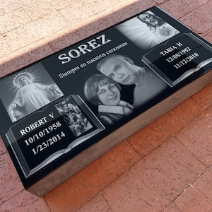 24x12x4 inch. Headstone, Tombstone, Grave Marker, People, Pets. Solid Granite, Diamond Engraved