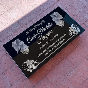24x12x3 inch. Headstone, Tombstone, Grave Marker, People, Pets. Solid Granite, Diamond Engraved