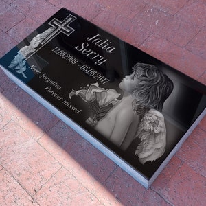 24x12x4 inch. Headstone, Tombstone, Grave Marker, People, Pets. Solid Granite, Diamond Engraved