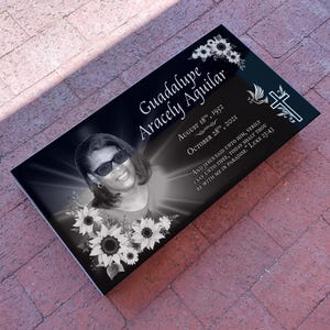 24x12x4 inch. Headstone, Tombstone, Grave Marker, People, Pets. Solid Granite, Diamond Engraved