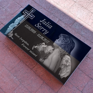24x12x0.45 inch. Headstone, Tombstone, Grave Marker, People, Pets. Diamond Engrave