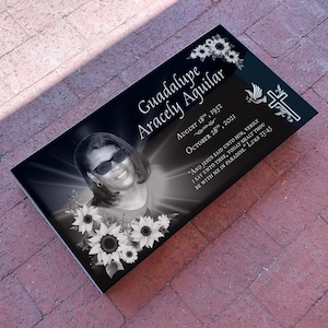 24x12x0.45 inch. Headstone, Tombstone, Grave Marker, People, Pets. Diamond Engraved