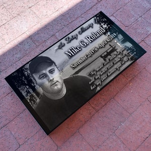24x12 inch. Headstone, Tombstone, Grave Marker, People, Pets. Diamond Engraved
