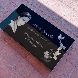 24x12x0.75 inch. Headstone, Tombstone, Grave Marker, People, Pets. Diamond Engraved