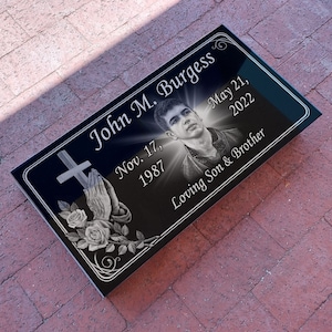 28x16x3 inch. Headstone, Tombstone, Grave Marker, People, Pets. Solid Granite, Diamond Engraved