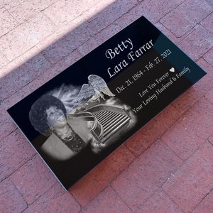 24x12x3 inch. Headstone, Tombstone, Grave Marker, People, Pets. Solid Granite, Diamond Engraved