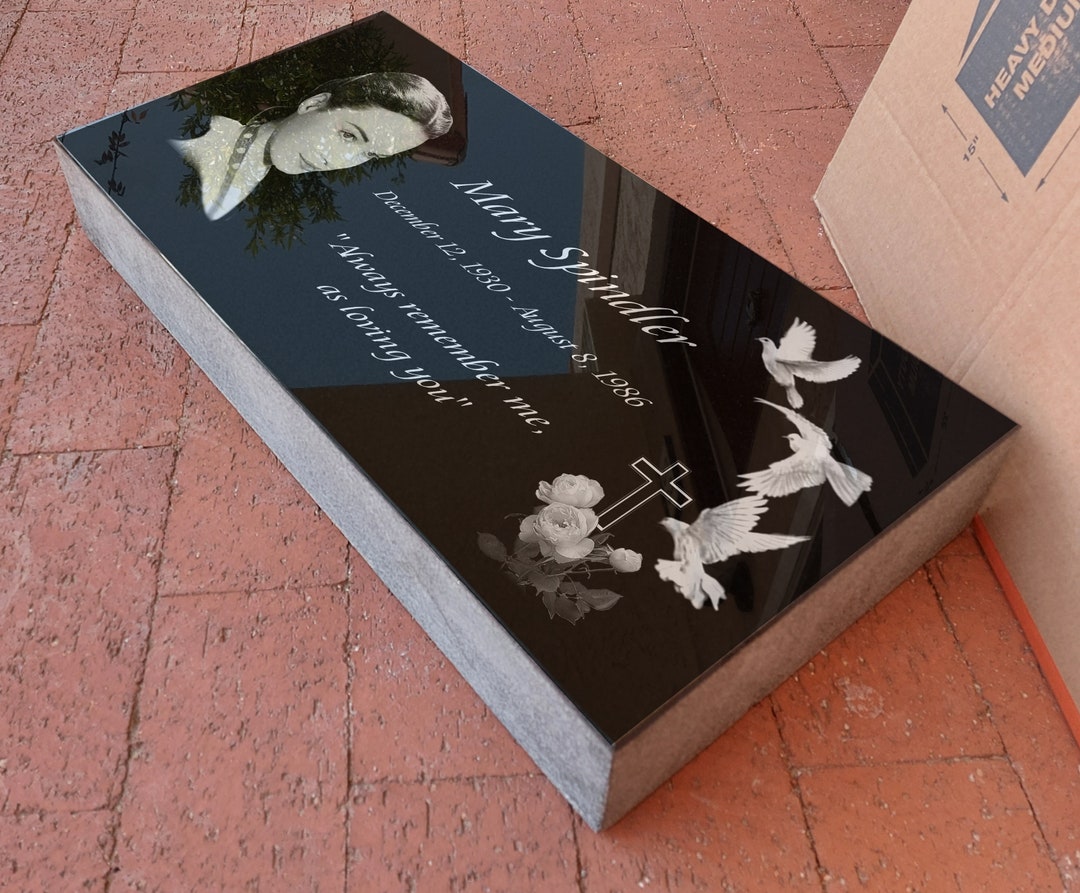 24x12x4 Inch. Headstone, Tombstone, Grave Marker, People, Pets. Solid
