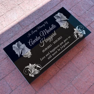 20x10x3 inch. Headstone, Tombstone, Grave Marker, People, Pets. Solid Granite, Diamond Engraved