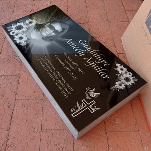 24x12x3 inch. Headstone, Tombstone, Grave Marker, People, Pets. Solid Granite, Diamond Engraved
