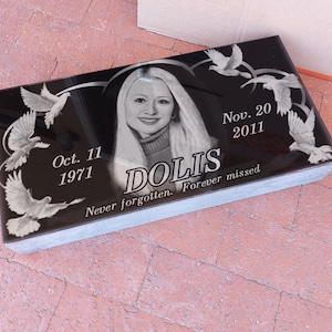 24x12x3 inch. Headstone, Tombstone, Grave Marker, People, Pets. Solid Granite, Diamond Engraved