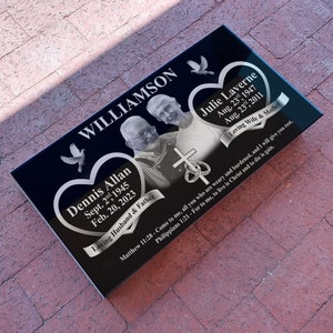 24x12x4 inch. Headstone, Tombstone, Grave Marker, People, Pets. Solid Granite, Diamond Engraved