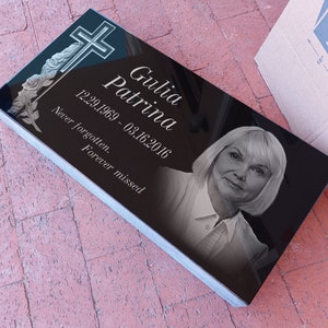 24x12x3 inch. Headstone, Tombstone, Grave Marker, People, Pets. Solid Granite, Diamond Engraved