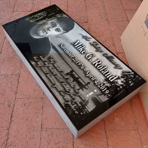 Headstone, Tombstone, Grave Marker, People, Solid Granite. Diamond Engraved