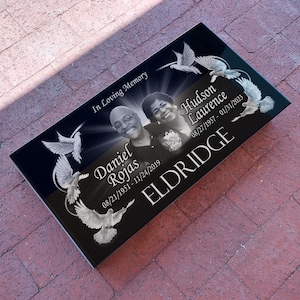 24x12x4 inch. Headstone, Tombstone, Grave Marker, People, Pets. Solid Granite, Diamond Engraved