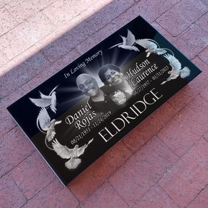 20x10x3 inch. Headstone, Tombstone, Grave Marker, People, Pets. Solid Granite, Diamond Engraved