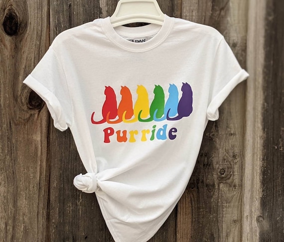 Pride Cat Tee Rainbow Kitty Tshirt Purride Shirt Unisex LGBTQ
