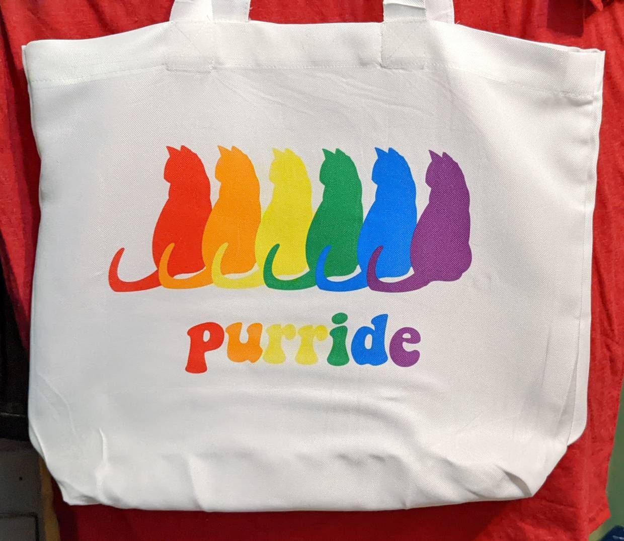 pride tote bag, rainbow cats purride carryall bag