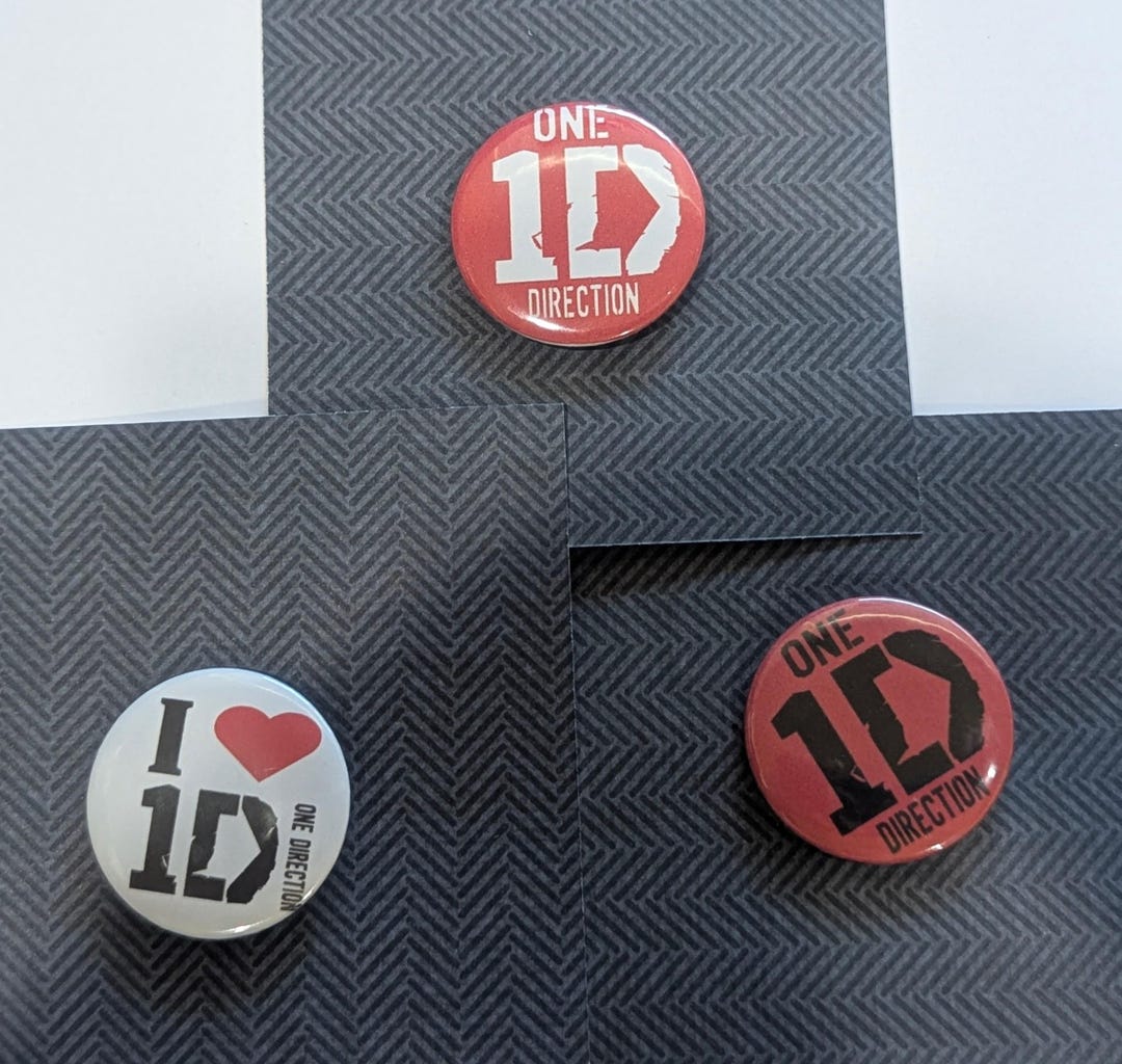 One Direction Button Pin 1D Set of 3 - Etsy