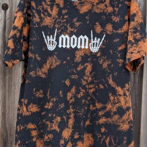 Mom reverse bleach black tie dye tshirt rock band punk shirt mother's day band tee hip momma metal music MOTHER skeleton hands #momlife mama