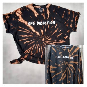 One Direction black tie dye reverse tie dye spiral t-shirt tshirt band tee 1D custom tye dye shirt or crewneck sweatshirt sweater hoodie