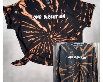 One Direction black tie dye reverse tie dye spiral t-shirt tshirt band tee 1D custom tye dye shirt or crewneck sweatshirt sweater hoodie
