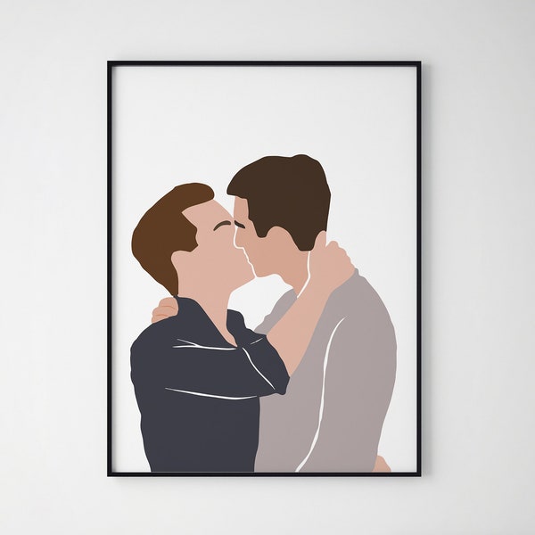 Gay Couple Wall Art INSTANT DOWNLOAD Kissing Couple Art Romantic Couple Art Poster Valentines Day Printable Art Gift