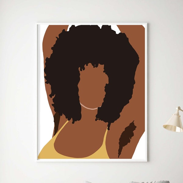 Feministische Schwarze Frau Kunst INSTANT DOWNLOAD Afro Haar Mädchen Wall Art Big Hair African Woman Art Poster Hairy Achsel Frau Wall Art