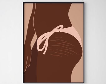 Woman with Stretch Marks Wall Art INSTANT DOWNLOAD Body Positivity Wall Art Black Woman Wall Art Female Empowerment Art