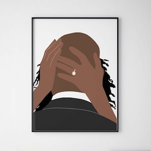 Just Married Wall Art Art INSTANT DOWNLOAD Kissing Black Couple  Art Romantic Marriage Poster Printable Wall Art She Said Yes Art Print