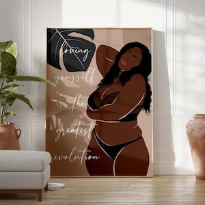 Body Positive Black Woman Wandkunst SOFORTIGER DOWNLOAD Curvy Black Woman Kunstdruck Body Positive Affirmation Art Self Love Poster Plus Size Art
