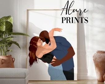 Interracial Couple Wall Art Interracial Art INSTANT DOWNLOAD Biracial Art Poster White Woman and Bald Black Man Wall Art Anniversary Gift