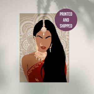 Indian Woman Wall Art Premium Printed Poster Head Jewelry Art Indian Art Ethnic Wall Print Boho Art