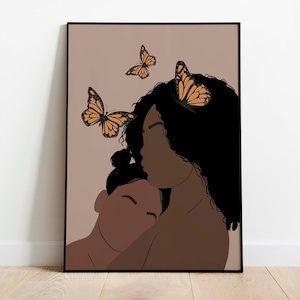 Nero Madre e Figlia Wall Art Printable Poster Black Family Art Print Black Mamma e figlia Home Decor Gift Art INSTANT DOWNLOAD
