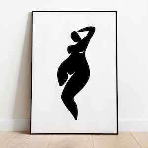 Abstract Female Body Printable Wall Art Modern Art Print Curvy Woman Body Art Print Black & White Wall Decor Body Positivity Art