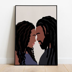 Schwarzes Paar mit Locs Wandkunst SOFORT DOWNLOAD Mann und Frau Kunst Schwarzes Paar Dreadlocks Kunst Poster Druckbare Wandkunst