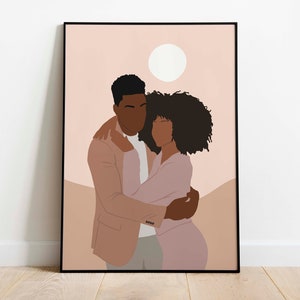 Boho Black Couple Wall Art Art INSTANT DOWNLOAD Man and Woman Art Romantic Couple Art Poster Printable Wall Art