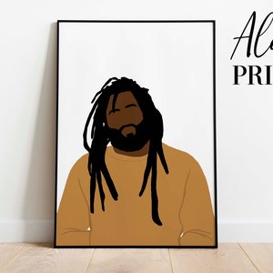 Black Man Wall Art INSTANT DOWNLOAD Black Man with Dreadlocks Wall Art Black Man with Locs Wall Decor Man with Dreads Art Print