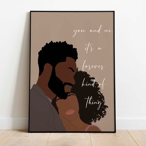 Boho Black Couple Wall Art INSTANT DOWNLOAD  Black Love Quote Art Black Girl Art Black Man Art Anniversary Gift Poster Wedding Art