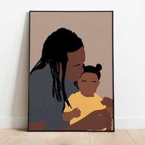 Black Father and Daughter Wall Art Printable Poster Black Family Art Print Black Dad and Girl Home Decor Gift Art INSTANT DOWNLOAD