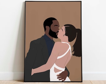 Boho Mixed Couple Bedroom Wall Art Printable Poster Biracial Couple Art Print Interracial Couple Home Decor Gift Art INSTANT DOWNLOAD