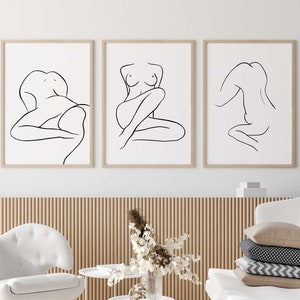 Set of 3 Nude Women Line Art INSTANT DOWNLOAD Erotic Art Print Nude ...